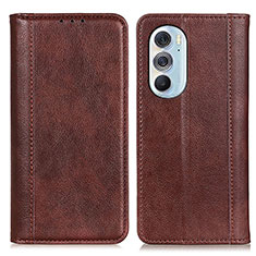 Leather Case Stands Flip Cover Holder D03Y for Motorola Moto Edge Plus (2022) 5G Brown