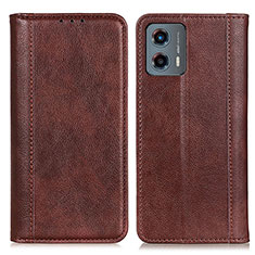 Leather Case Stands Flip Cover Holder D03Y for Motorola Moto G 5G (2023) Brown