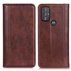 Leather Case Stands Flip Cover Holder D03Y for Motorola Moto G Power (2022) Brown