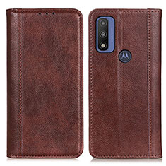 Leather Case Stands Flip Cover Holder D03Y for Motorola Moto G Pure Brown