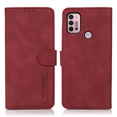 Leather Case Stands Flip Cover Holder D03Y for Motorola Moto G10 Red