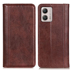 Leather Case Stands Flip Cover Holder D03Y for Motorola Moto G53 5G Brown