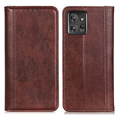 Leather Case Stands Flip Cover Holder D03Y for Motorola ThinkPhone 5G Brown