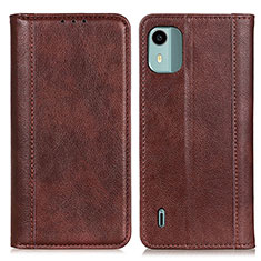 Leather Case Stands Flip Cover Holder D03Y for Nokia C12 Plus Brown