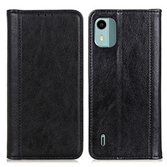 Leather Case Stands Flip Cover Holder D03Y for Nokia C12 Pro Black