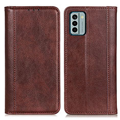 Leather Case Stands Flip Cover Holder D03Y for Nokia G22 Brown