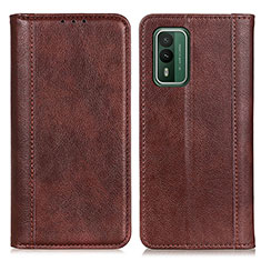 Leather Case Stands Flip Cover Holder D03Y for Nokia XR21 Brown