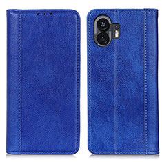 Leather Case Stands Flip Cover Holder D03Y for Nothing Phone 2 Blue