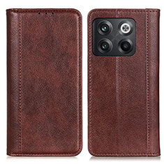 Leather Case Stands Flip Cover Holder D03Y for OnePlus 10T 5G Brown