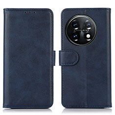 Leather Case Stands Flip Cover Holder D03Y for OnePlus 11 5G Blue