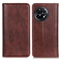 Leather Case Stands Flip Cover Holder D03Y for OnePlus 11R 5G Brown