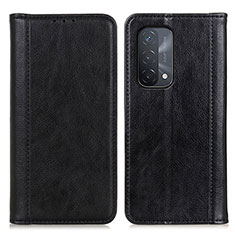 Leather Case Stands Flip Cover Holder D03Y for Oppo A74 5G Black