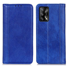 Leather Case Stands Flip Cover Holder D03Y for Oppo F19 Blue