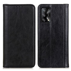 Leather Case Stands Flip Cover Holder D03Y for Oppo F19s Black