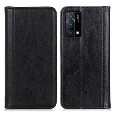 Leather Case Stands Flip Cover Holder D03Y for Oppo K9 5G Black