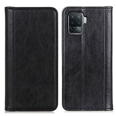 Leather Case Stands Flip Cover Holder D03Y for Oppo Reno5 F Black