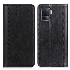 Leather Case Stands Flip Cover Holder D03Y for Oppo Reno5 Lite Black