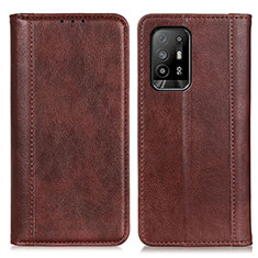 Leather Case Stands Flip Cover Holder D03Y for Oppo Reno5 Z 5G Brown