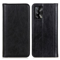 Leather Case Stands Flip Cover Holder D03Y for Oppo Reno6 Lite Black