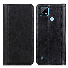 Leather Case Stands Flip Cover Holder D03Y for Realme C21 Black