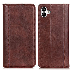 Leather Case Stands Flip Cover Holder D03Y for Samsung Galaxy F04 Brown