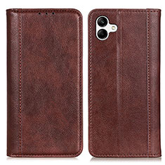 Leather Case Stands Flip Cover Holder D03Y for Samsung Galaxy M04 Brown