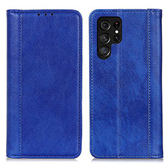 Leather Case Stands Flip Cover Holder D03Y for Samsung Galaxy S21 Ultra 5G Blue