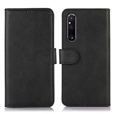 Leather Case Stands Flip Cover Holder D03Y for Sony Xperia 1 V Black