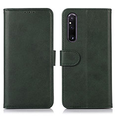 Leather Case Stands Flip Cover Holder D03Y for Sony Xperia 1 V Green