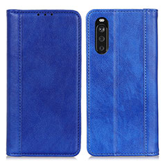 Leather Case Stands Flip Cover Holder D03Y for Sony Xperia 10 III Lite Blue