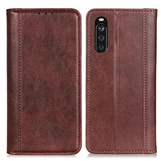 Leather Case Stands Flip Cover Holder D03Y for Sony Xperia 10 III Lite Brown