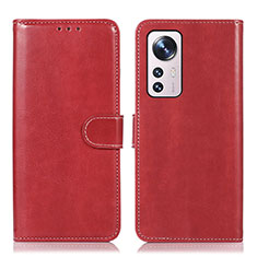 Leather Case Stands Flip Cover Holder D03Y for Xiaomi Mi 12 5G Red