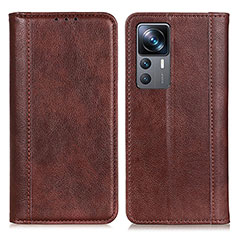 Leather Case Stands Flip Cover Holder D03Y for Xiaomi Mi 12T 5G Brown