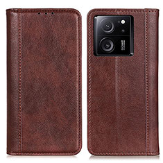 Leather Case Stands Flip Cover Holder D03Y for Xiaomi Mi 13T 5G Brown