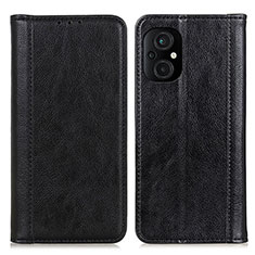 Leather Case Stands Flip Cover Holder D03Y for Xiaomi Poco M5 4G Black