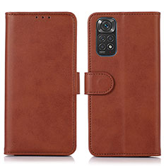 Leather Case Stands Flip Cover Holder D03Y for Xiaomi Redmi Note 11S 4G Brown