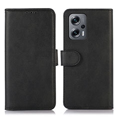 Leather Case Stands Flip Cover Holder D03Y for Xiaomi Redmi Note 11T Pro 5G Black