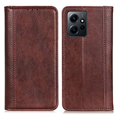 Leather Case Stands Flip Cover Holder D03Y for Xiaomi Redmi Note 12 4G Brown