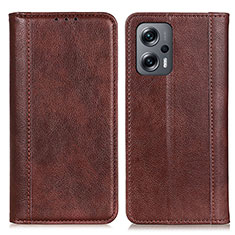 Leather Case Stands Flip Cover Holder D03Y for Xiaomi Redmi Note 12 Turbo 5G Brown