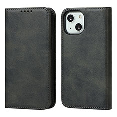 Leather Case Stands Flip Cover Holder D04T for Apple iPhone 13 Black