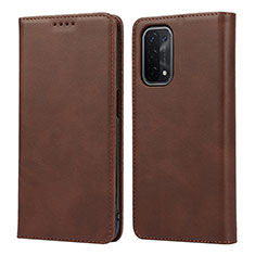 Leather Case Stands Flip Cover Holder D04T for Oppo A93 5G Brown