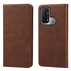 Leather Case Stands Flip Cover Holder D04T for Oppo Reno5 A Brown