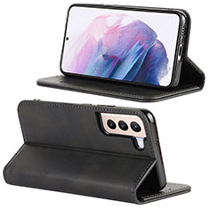 Leather Case Stands Flip Cover Holder D04T for Samsung Galaxy S22 5G Black