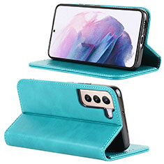 Leather Case Stands Flip Cover Holder D04T for Samsung Galaxy S23 Plus 5G Sky Blue
