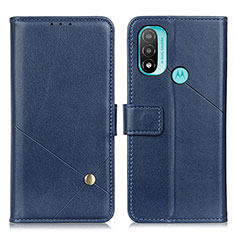 Leather Case Stands Flip Cover Holder D04Y for Motorola Moto E20 Blue