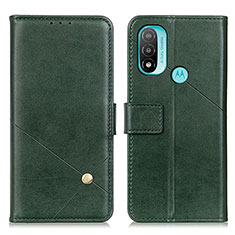 Leather Case Stands Flip Cover Holder D04Y for Motorola Moto E20 Green
