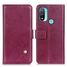 Leather Case Stands Flip Cover Holder D04Y for Motorola Moto E20 Purple