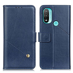 Leather Case Stands Flip Cover Holder D04Y for Motorola Moto E30 Blue