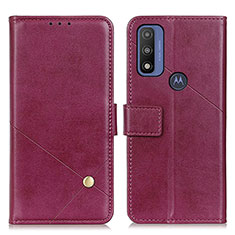 Leather Case Stands Flip Cover Holder D04Y for Motorola Moto G Pure Purple