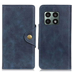 Leather Case Stands Flip Cover Holder D04Y for OnePlus 10 Pro 5G Blue